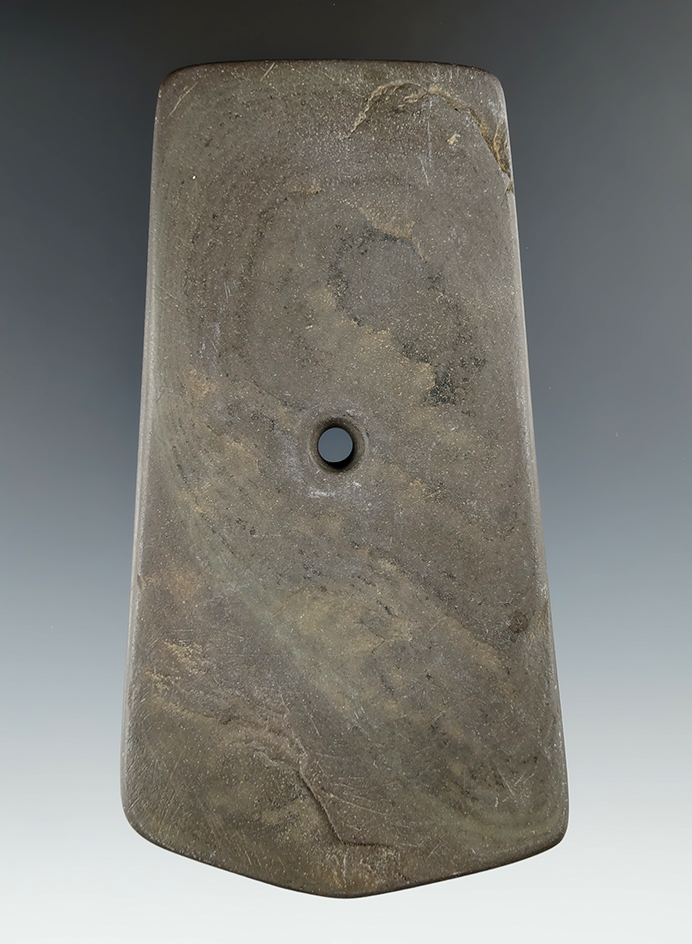 4 3/4" Hopewell Pentagonal Pendant made from Mottled Slate, found in Ross Co., Ohio.