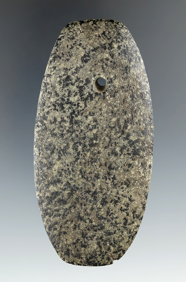 3 5/8" Woodland Pendant made from Granite, found in Seneca Co., Ohio. Pictured. Ex. Vietzen.