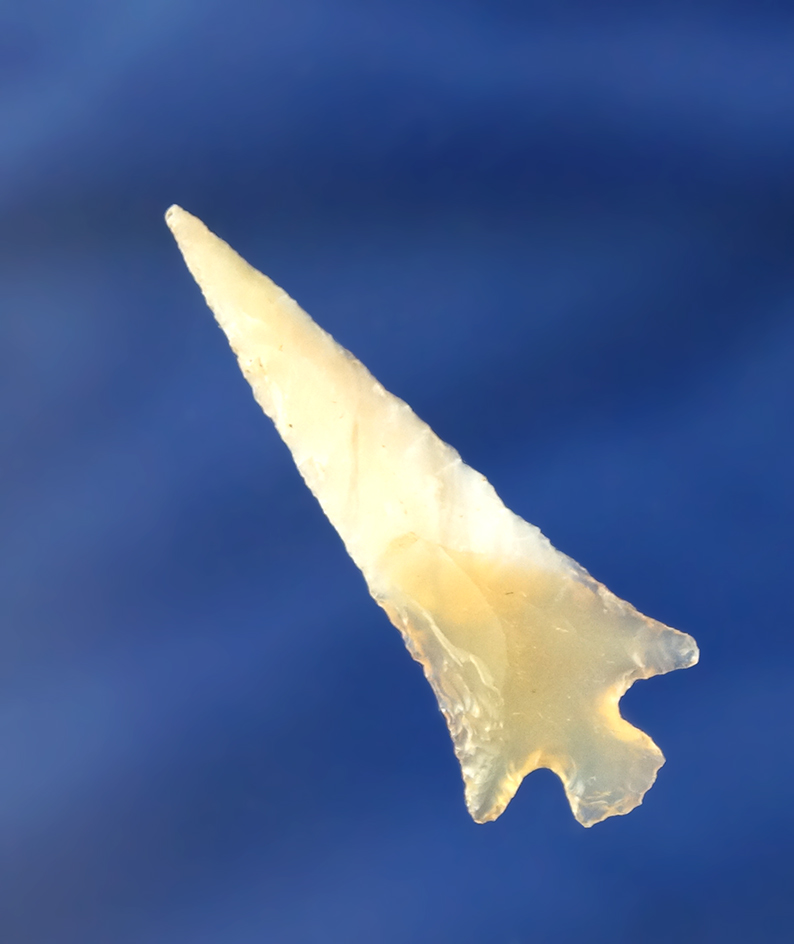 1 1/2" Rose Springs Cornernotch made from beautiful white and clear agate found near the Columbia