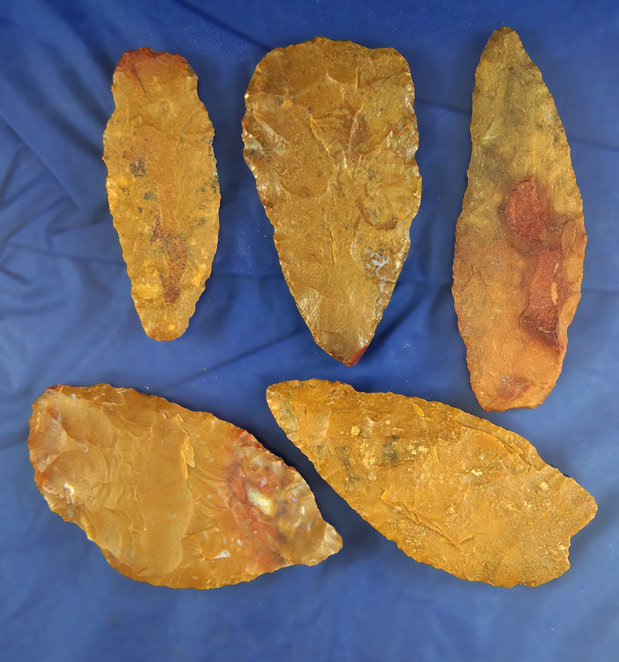 Set of five Knives found in Oregon, largest is 3 3/8".