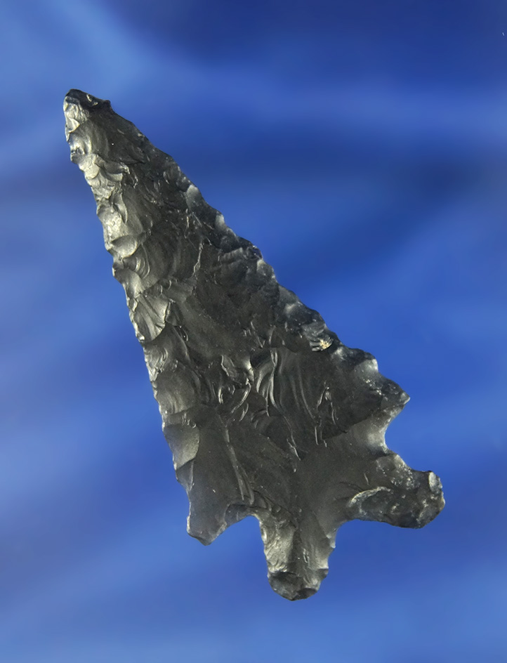 2 5/16" Elko Eared made from semi translucent banded Obsidian - Lake County Oregon.   COA.