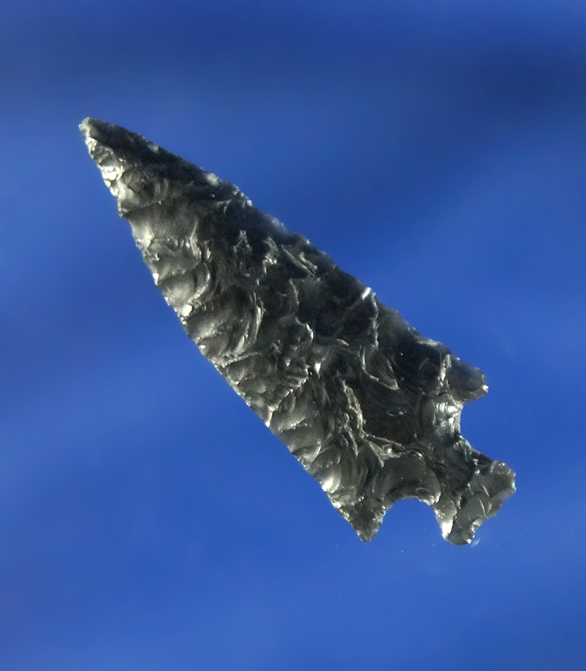 1 3/16" Obsidian Rose Springs that is very well flaked found in Oregon.