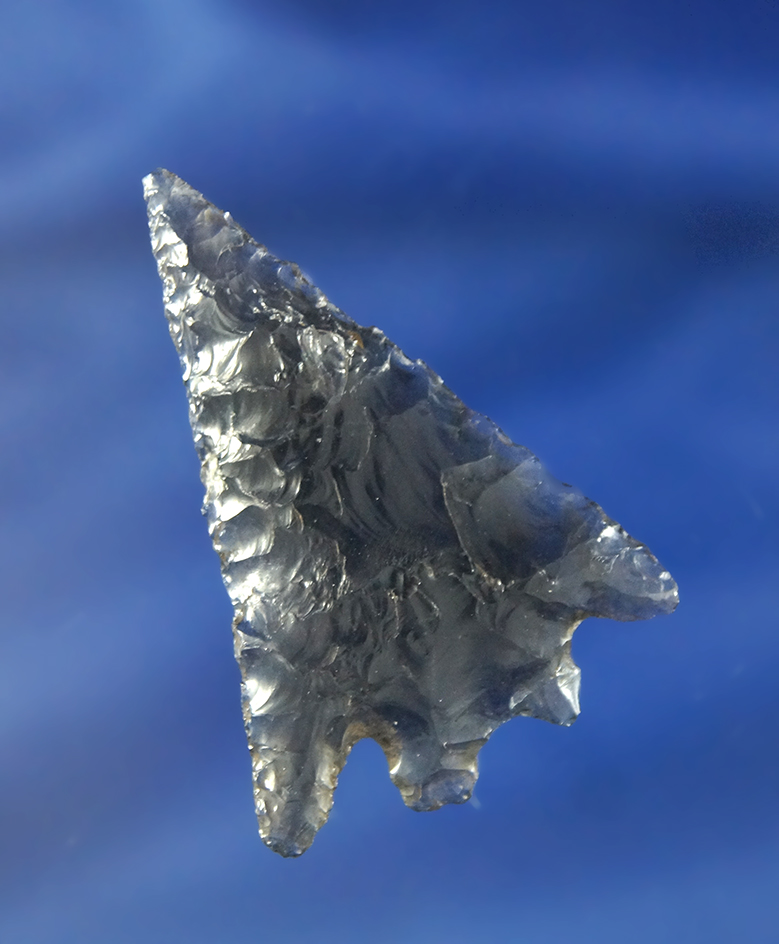 1 13/16" Pinto Basin made from highly translucent Obsidian found in Oregon.