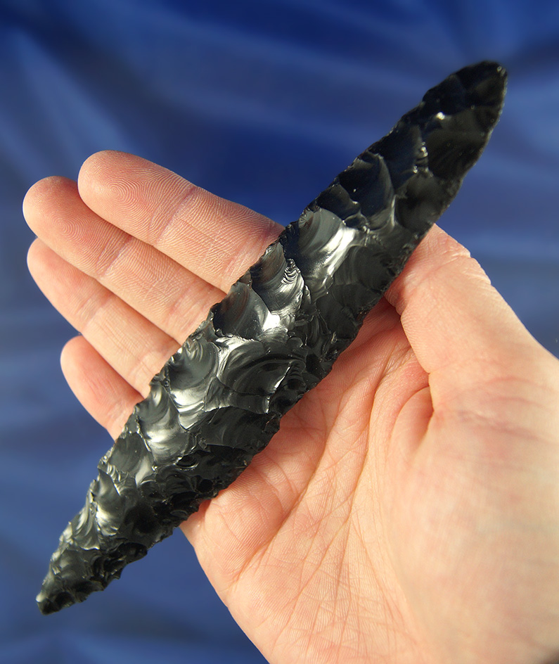 Rare! 6 3/16" Paleo Haskett with classic styled flaking found in Lake County Oregon. Stermer COA.