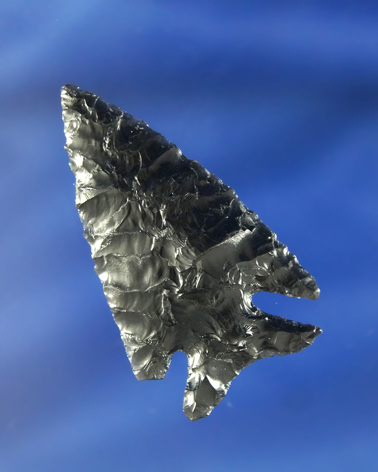 1 11/16" Elko that is exceptionally well flaked from black Obsidian found in Oregon.