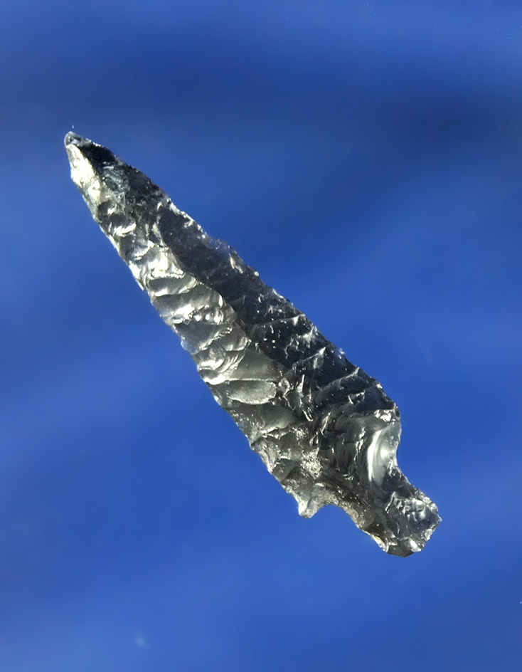 1 3/8" Obsidian Rose Springs Stemmed found near the Columbia River.