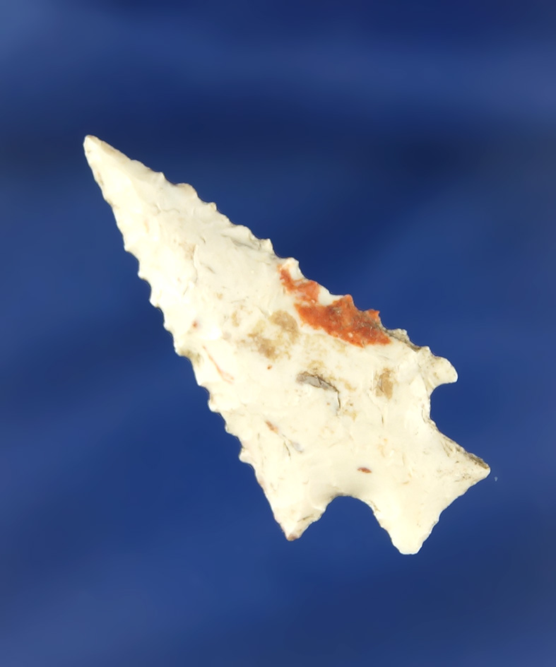 1 3/4" pink and white serrated arrowhead found near the Columbia River.