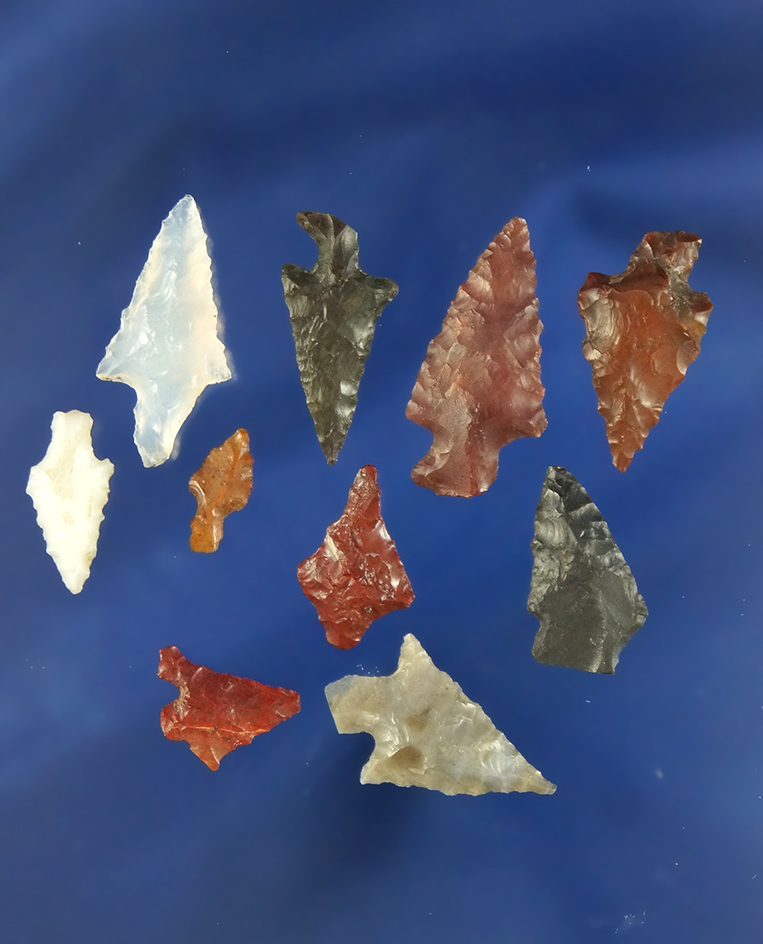 Set of 8 assorted Columbia River Gempoints, largest is 3/4".