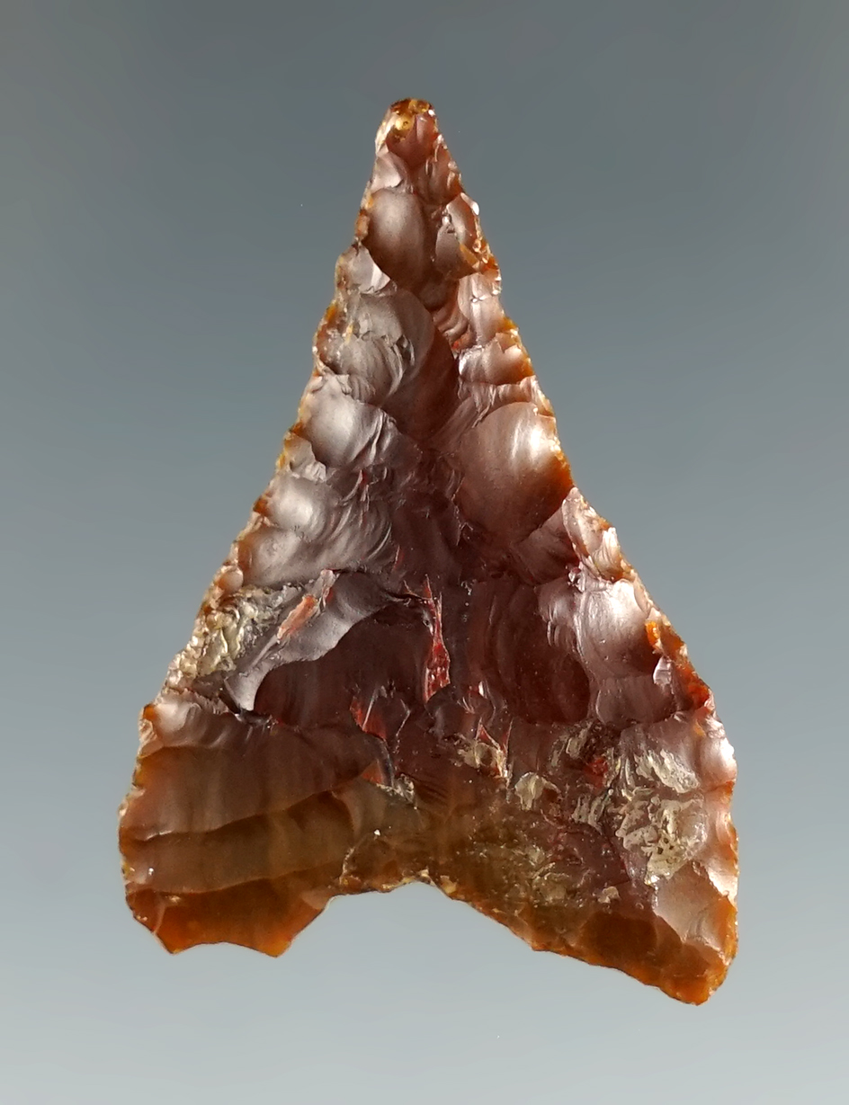1 1/2" Columbia Mule Ear Knife made from attractive rootbeer agate found near the Columbia River.