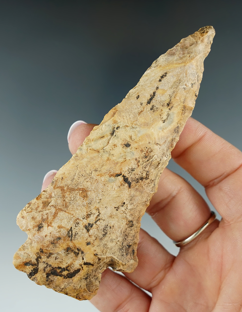 Heavily patinated 4 1/4" Etley Knife found in a Creek in Howard Co., Missouri.