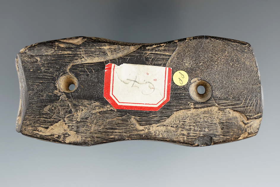 Unique 4 1/8" Gorget - cannel coal - highly engraved on 1 side - Columbus, Franklin Co., Ohio. COA.