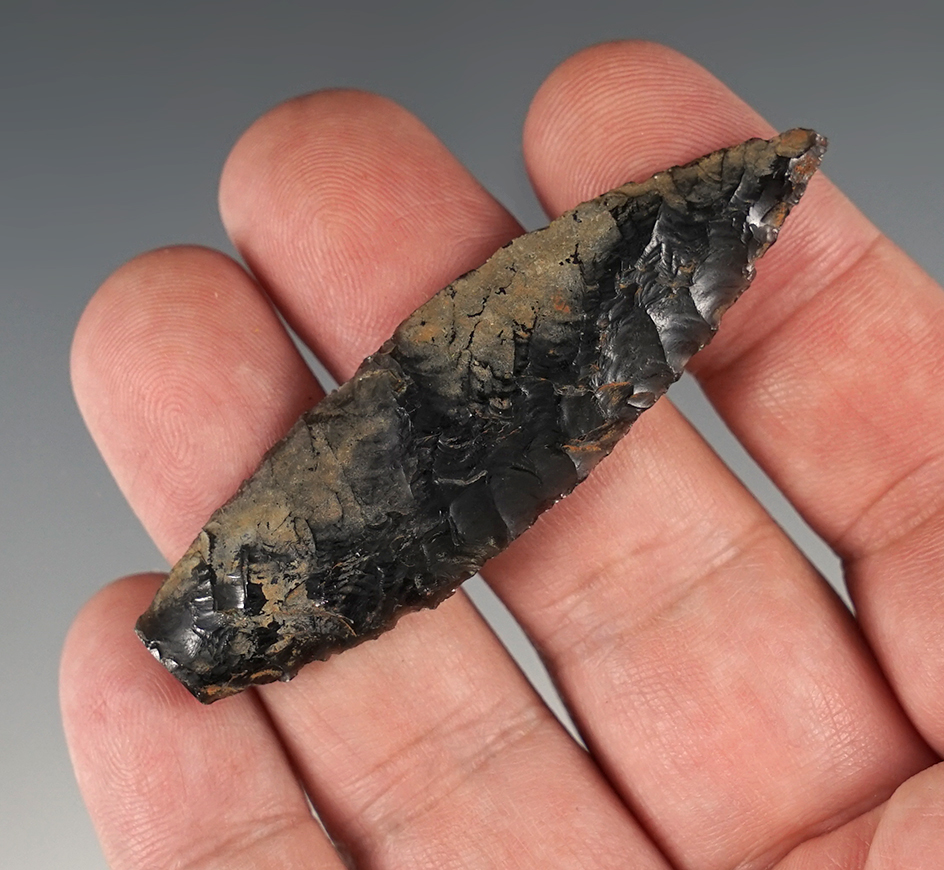 2 9/16" Obsidian Cascade found in Malhuer Co., Oregon.