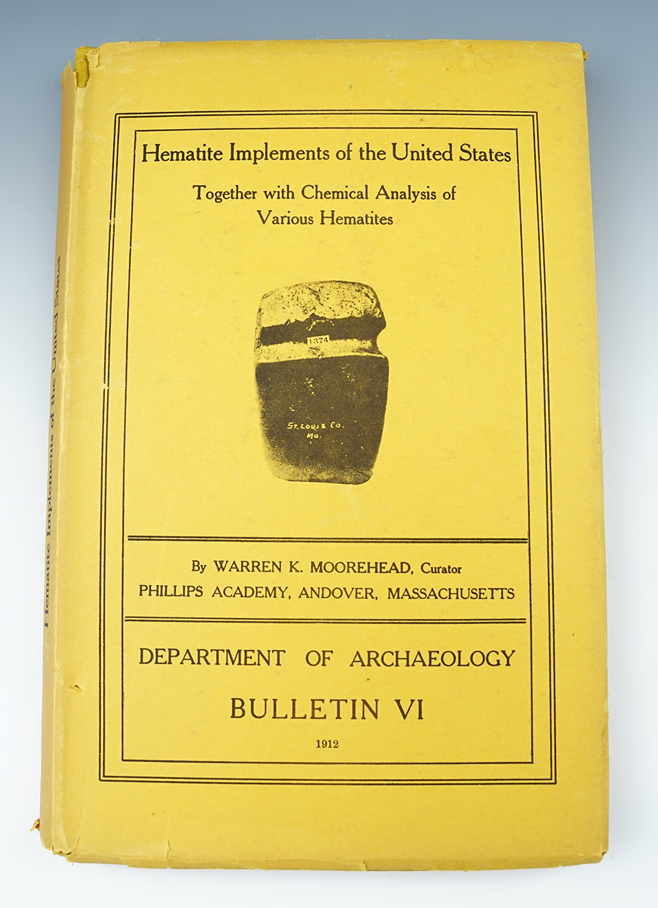 Hardback Book: Hematite Implements of the United States Bulletin VI, by Warren K. Moorehead.