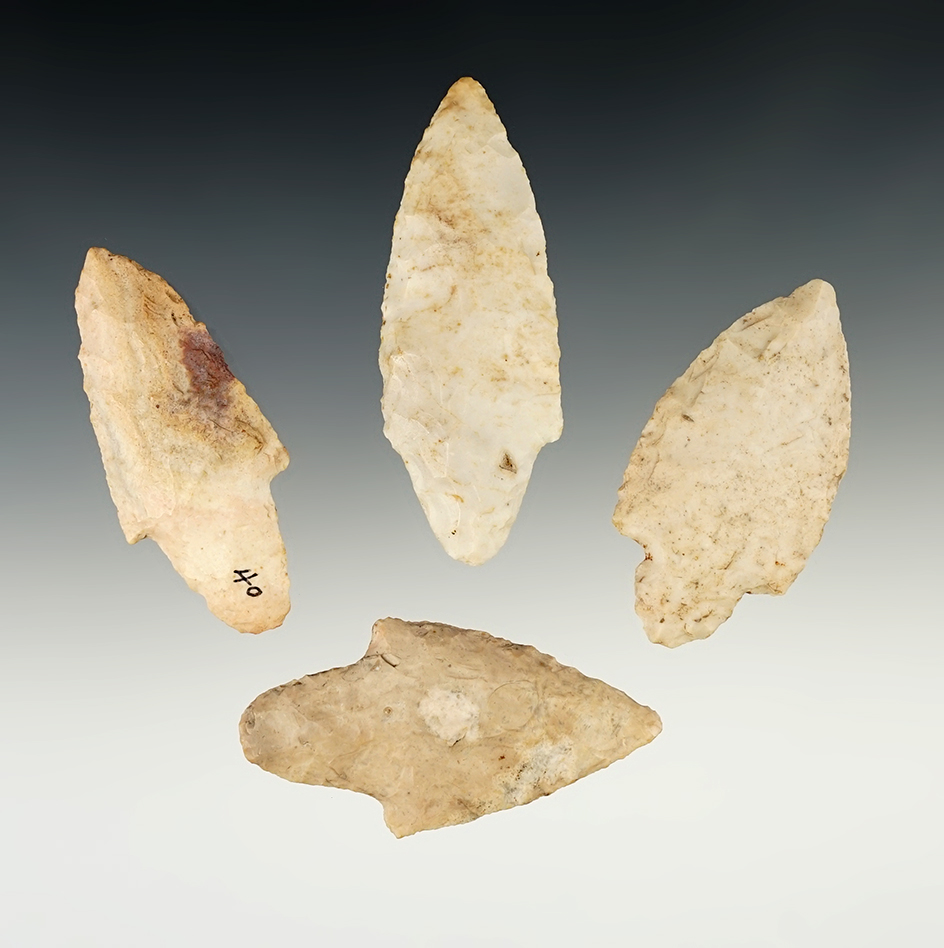 Set of 4 Illinois Adena Points in nice condition. The largest is 3".