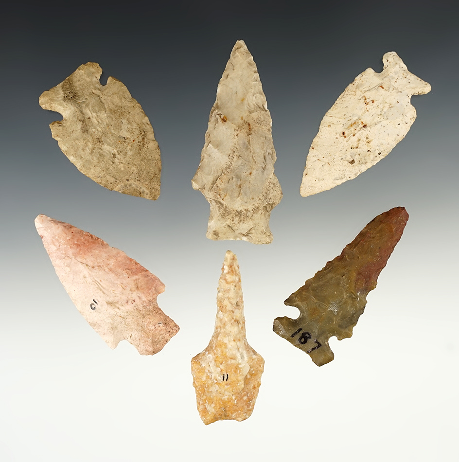 Set of 6 nicely made Illinois Points. The largest is 2 15/16".