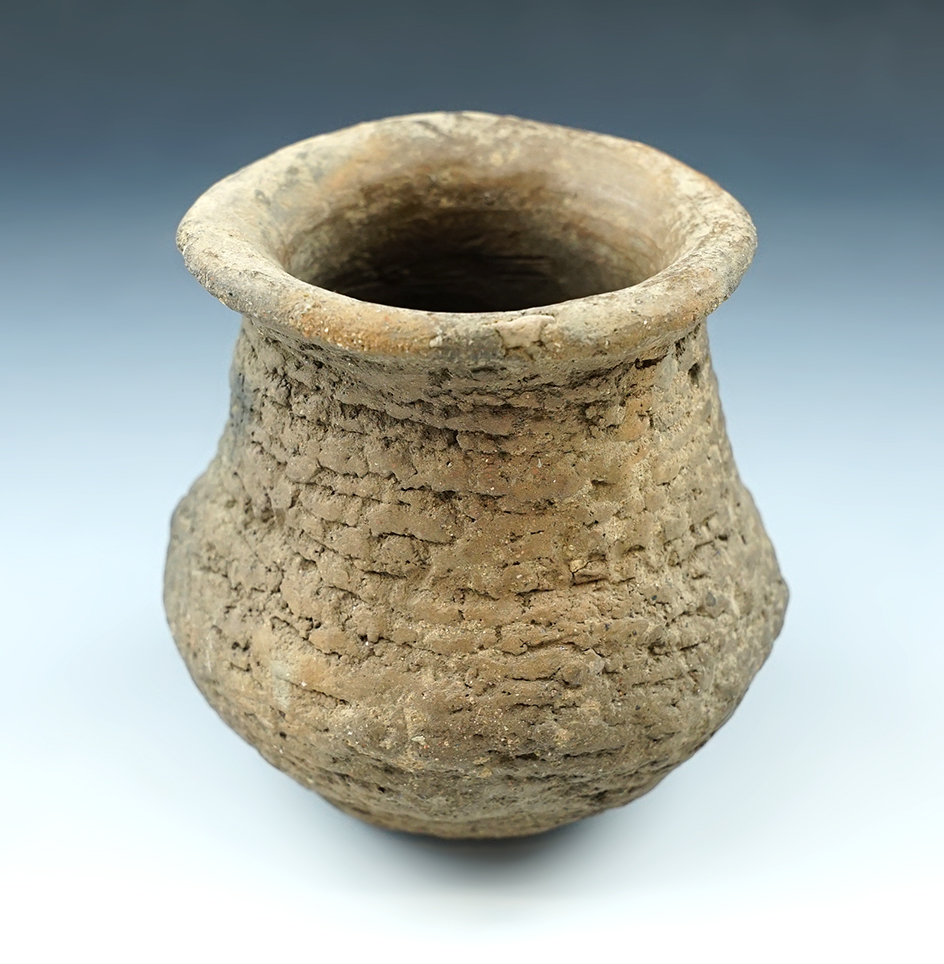 Nicely styled 3 3/8" Coil Pottery vessel in excellent condition. Found in New Mexico.