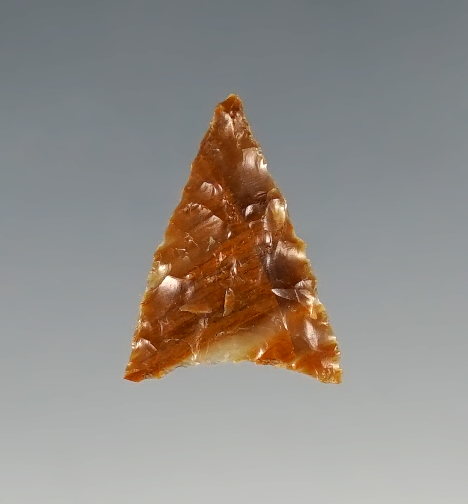 13/16" Triangular Arrow Point - beautifully banded Agate. Found near the Columbia River.