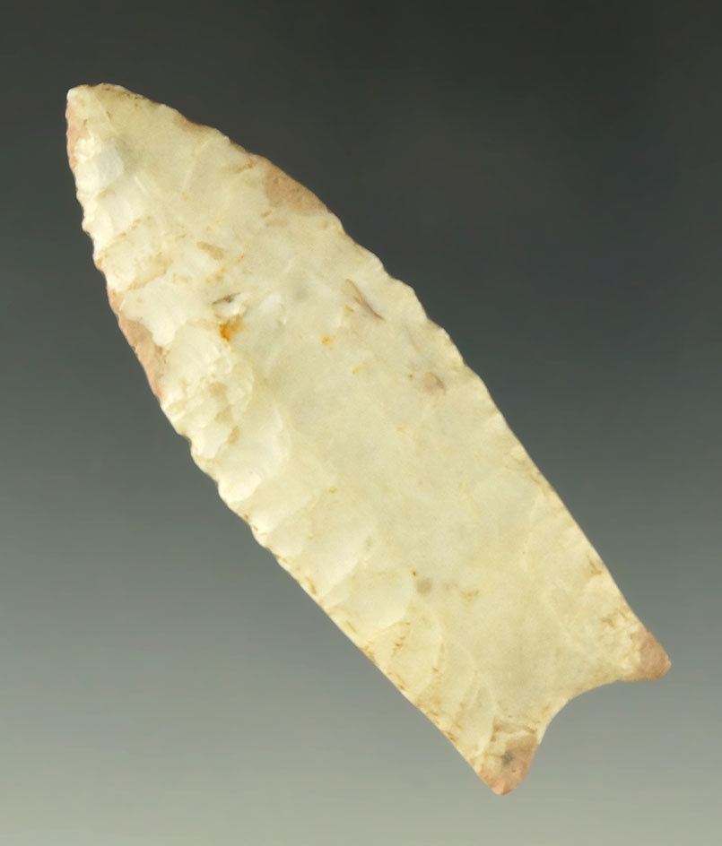 2 3/4" nicely fluted Paleo Clovis with minor restoration - Missouri. Davis COA.  Ex. Museum!