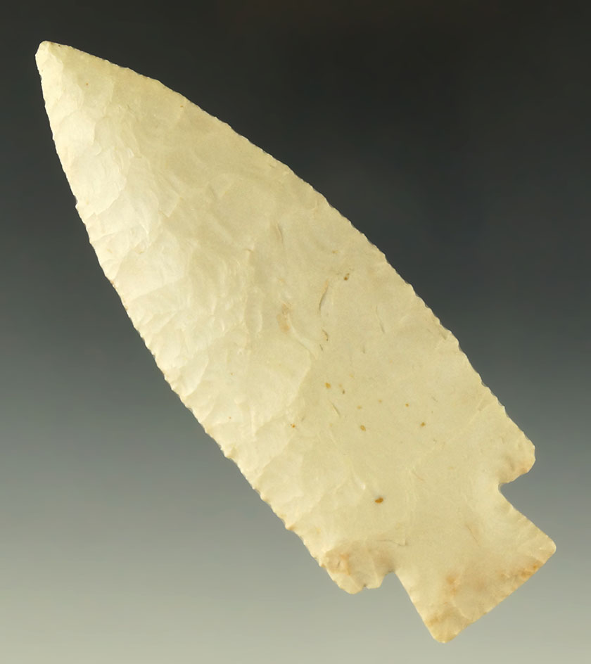 4 1/4" well flaked Hardin - Illinois/Missouri area. Ex. Shewey. Davis G-8 COA.  Ex. Museum!