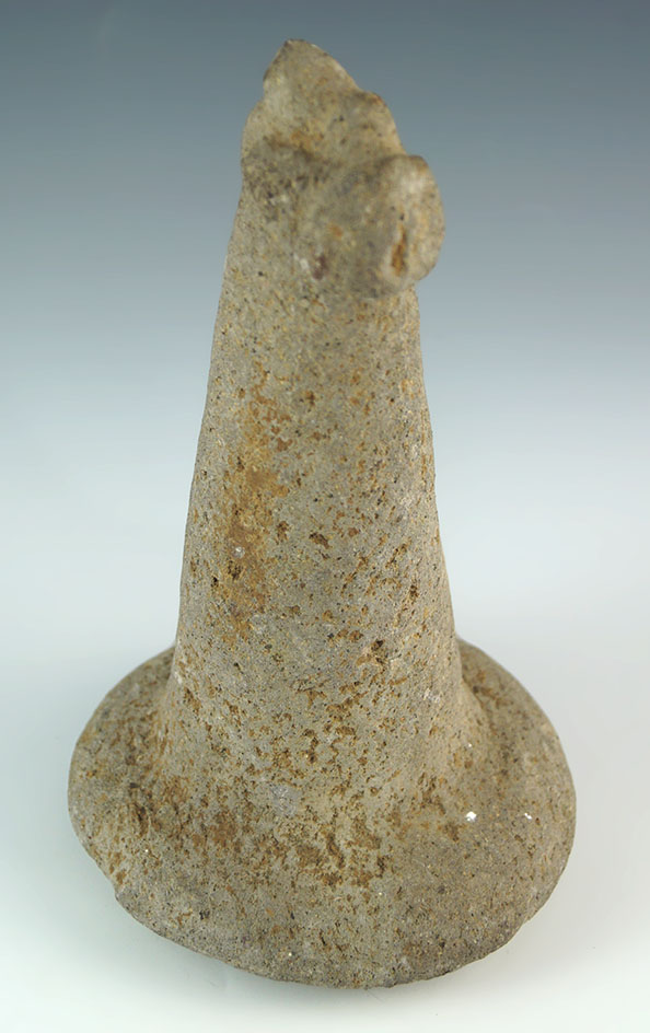 7 5/8" bell shaped pestle found in Costa Rica with an avian effigy on top of the poll end.