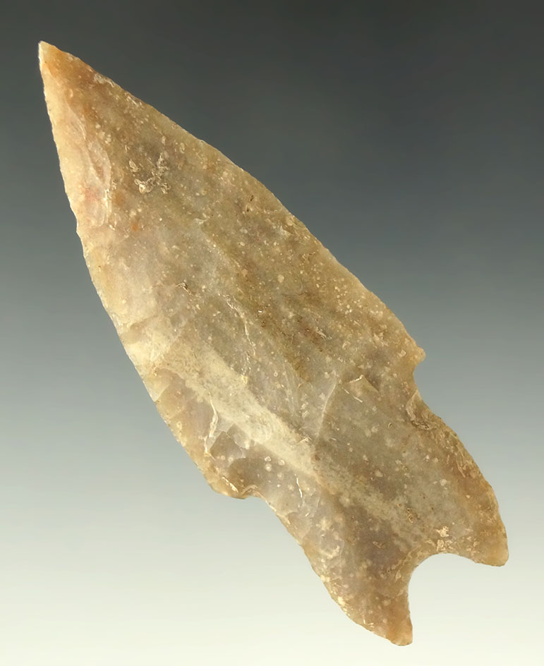 Pictured! 3 3/8" Pedernales - Texas. Very nicely styled from semi translucent Flint. Ex. Museum!