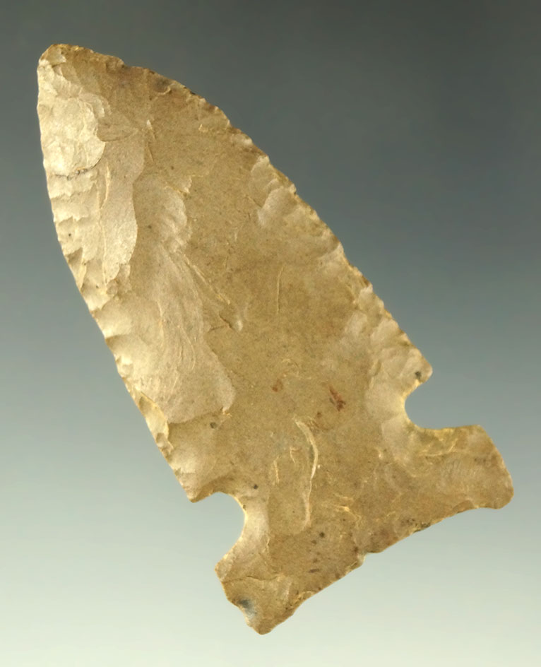 2 9/16" well styled and nicely flaked Big Sandy found in Kentucky. Pictured - Ex. Museum!