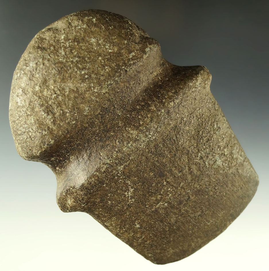 5 1/2" long fully grooved Midwestern Axe that is is nicely polished. Ex. Lewis Eulert collection.