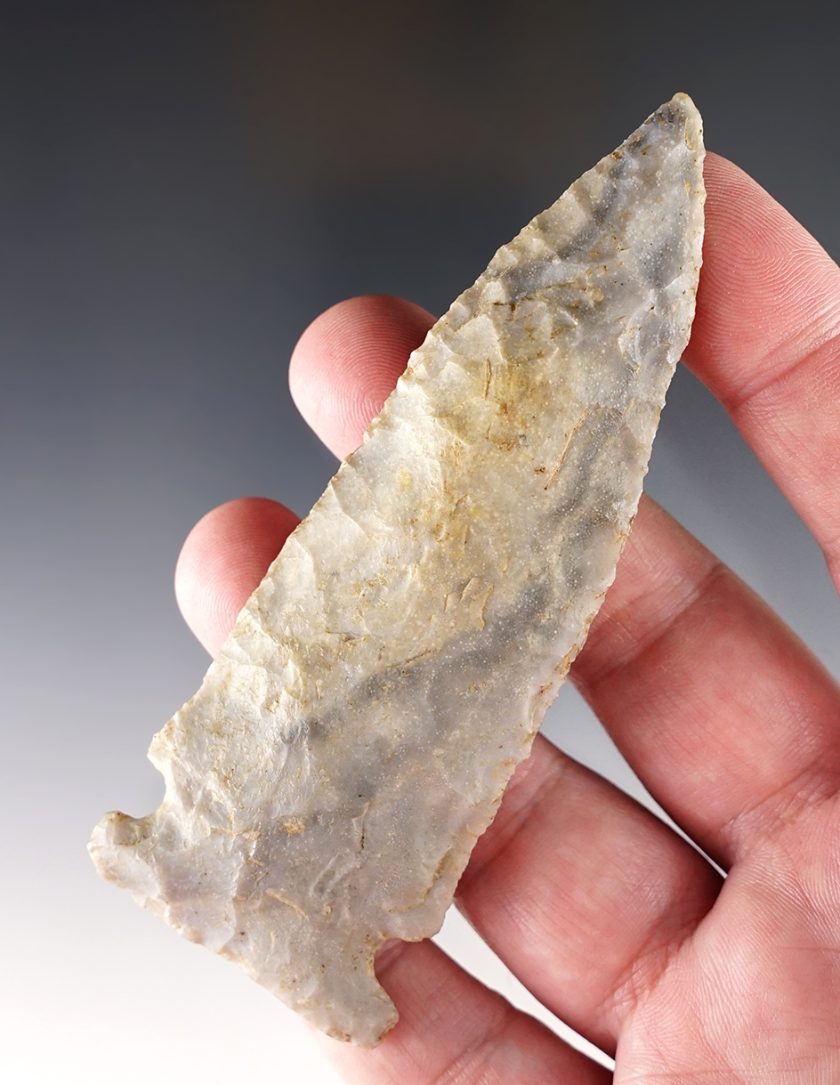 4 5/16" Archaic Sidenotch Knife found by Bill Likens in Madison Co., Ohio.