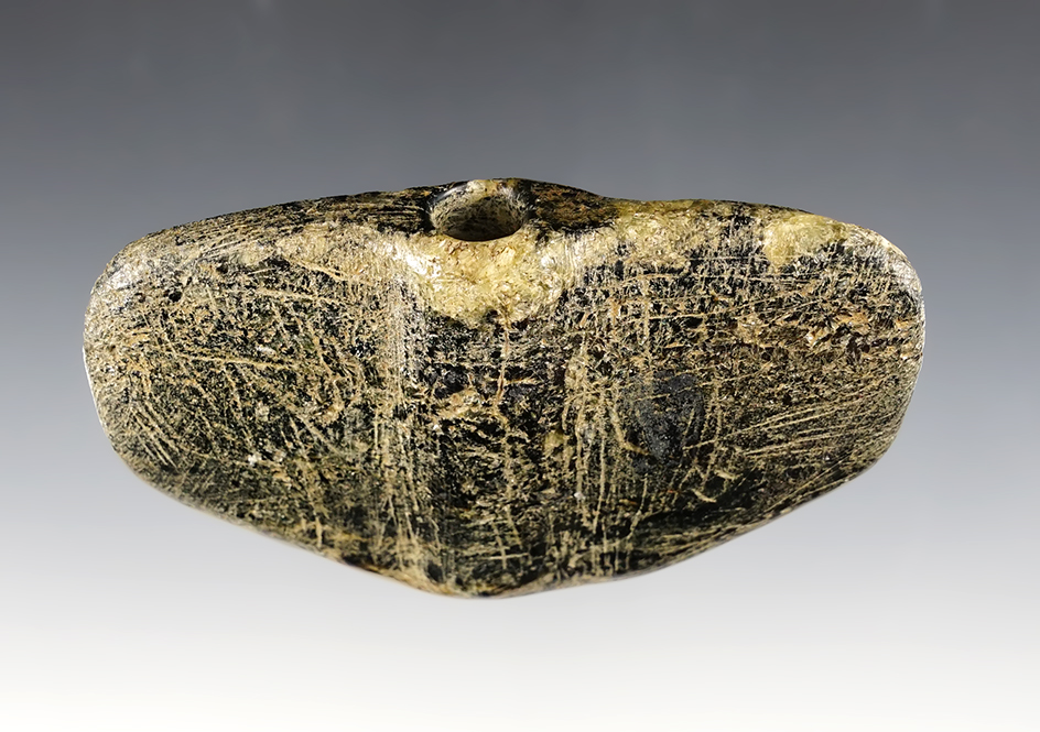 4 1/4" wide Chlorite Wing Bannerstone found in Ross Co., Ohio near the Hopewell Mound #19. 