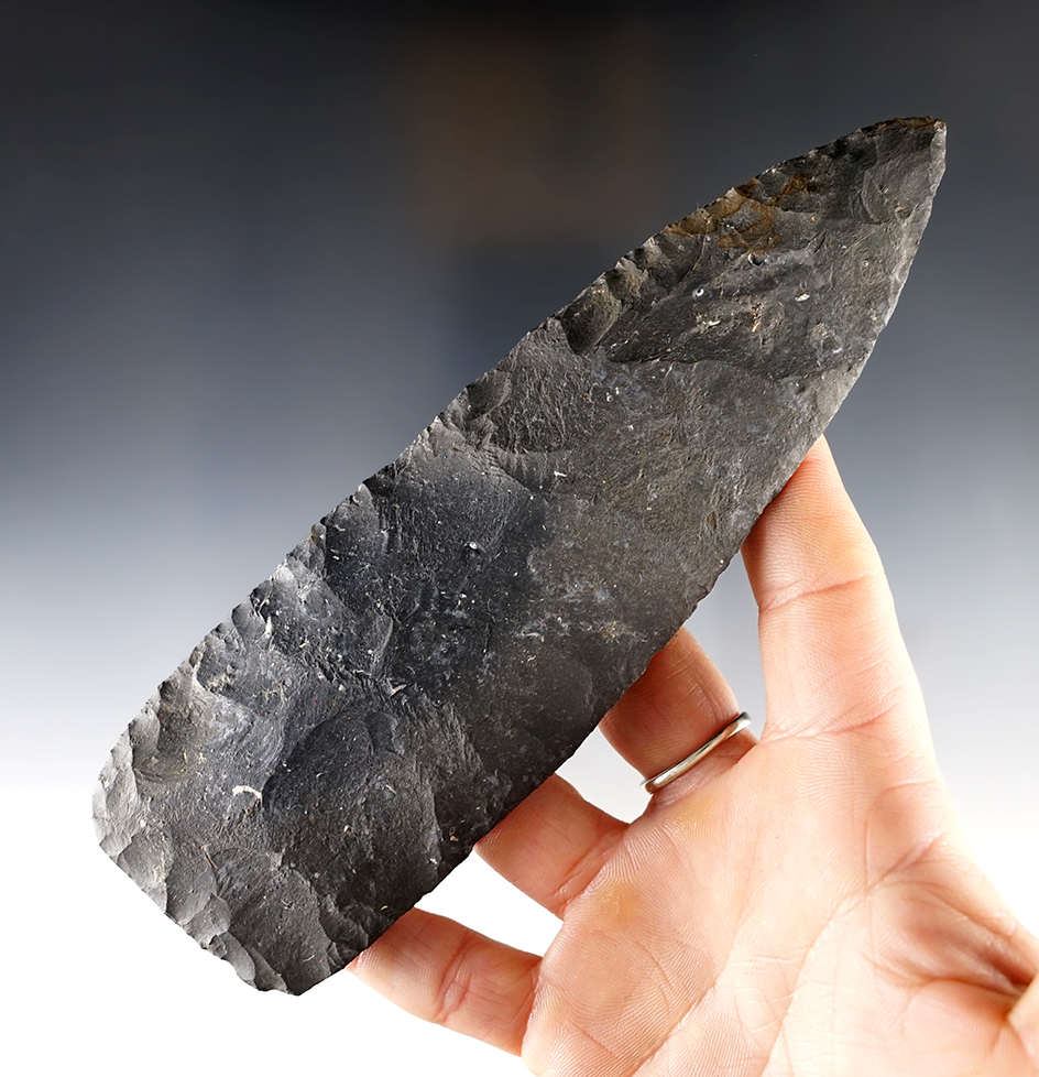 Large and fine 6 1/2" Cache Blade from Coshocton Flint. From the 1898 Holmes County Cache!