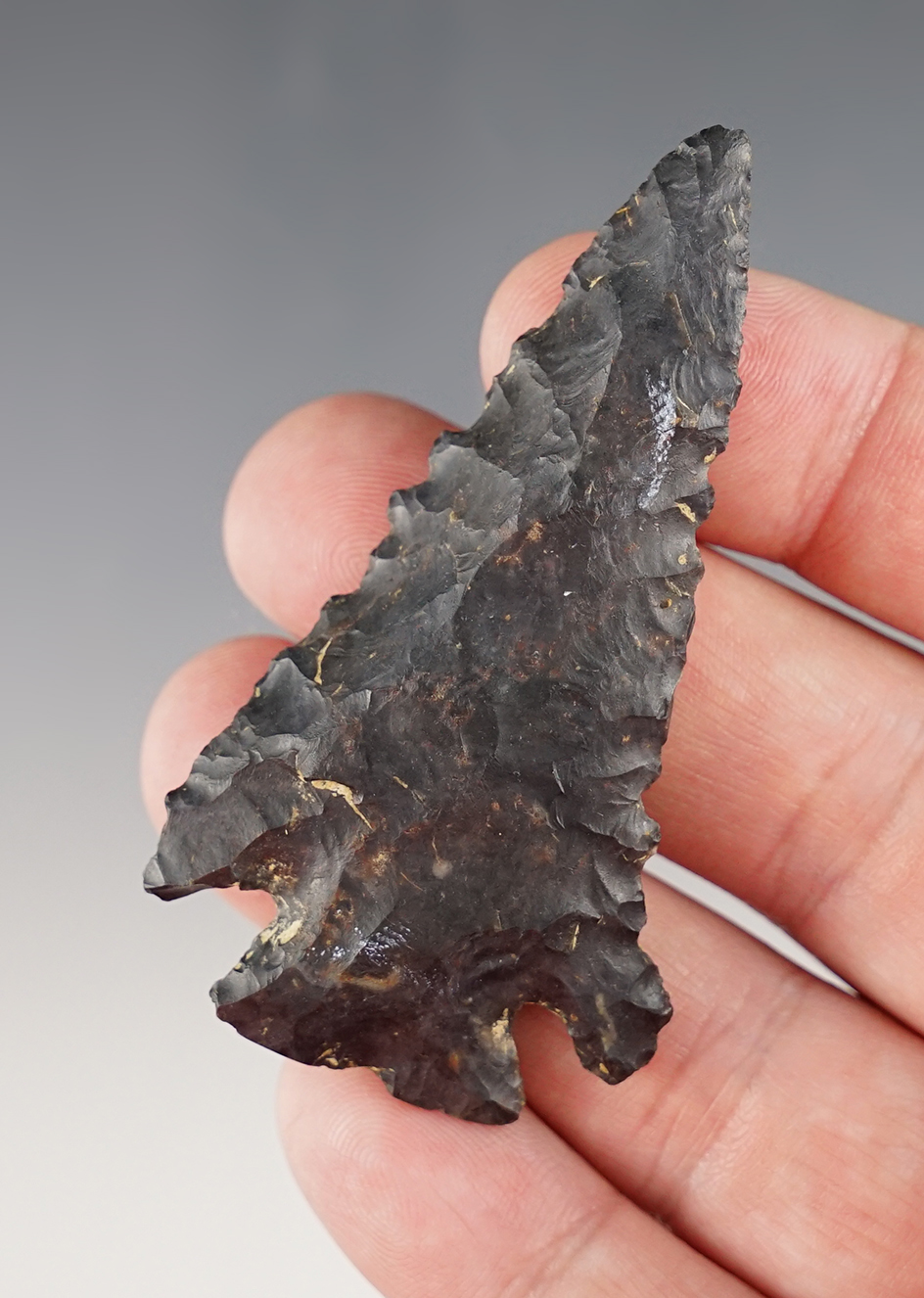 2 13/16" Coshocton Flint Notched Base Dovetail found in Knox Co., Ohio. 