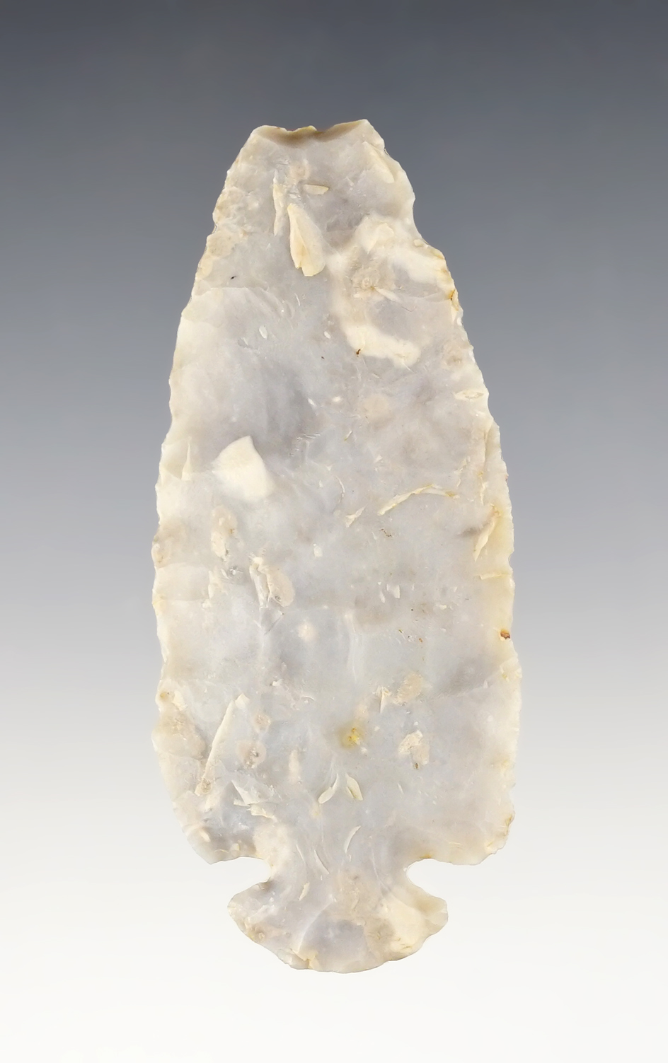 3 1/16" Dovetail made from Flint Ridge Chalcedony. Found by Andy Wilgor in Huron Co., Ohio. 