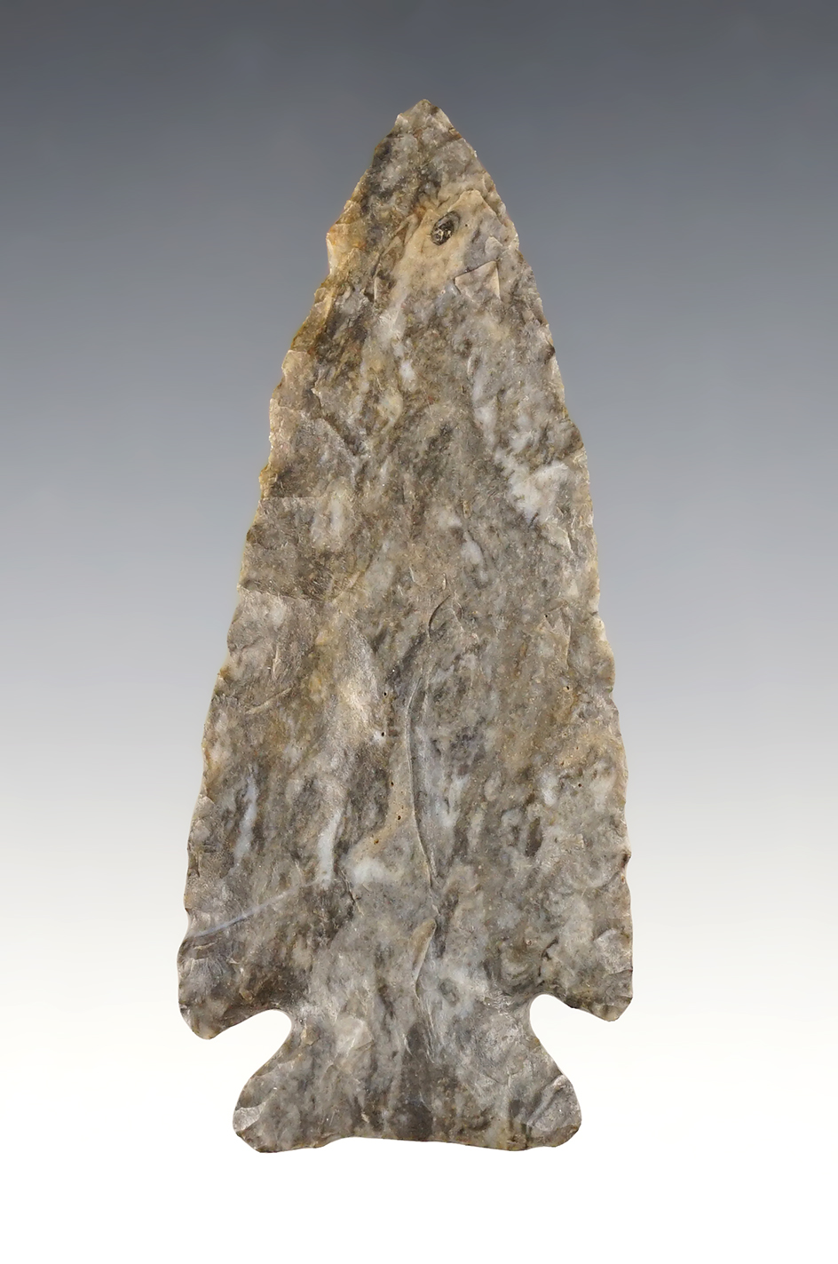 Finely made 3 9/16" Archaic Cornernotch found in Guernsey Co., Ohio. 