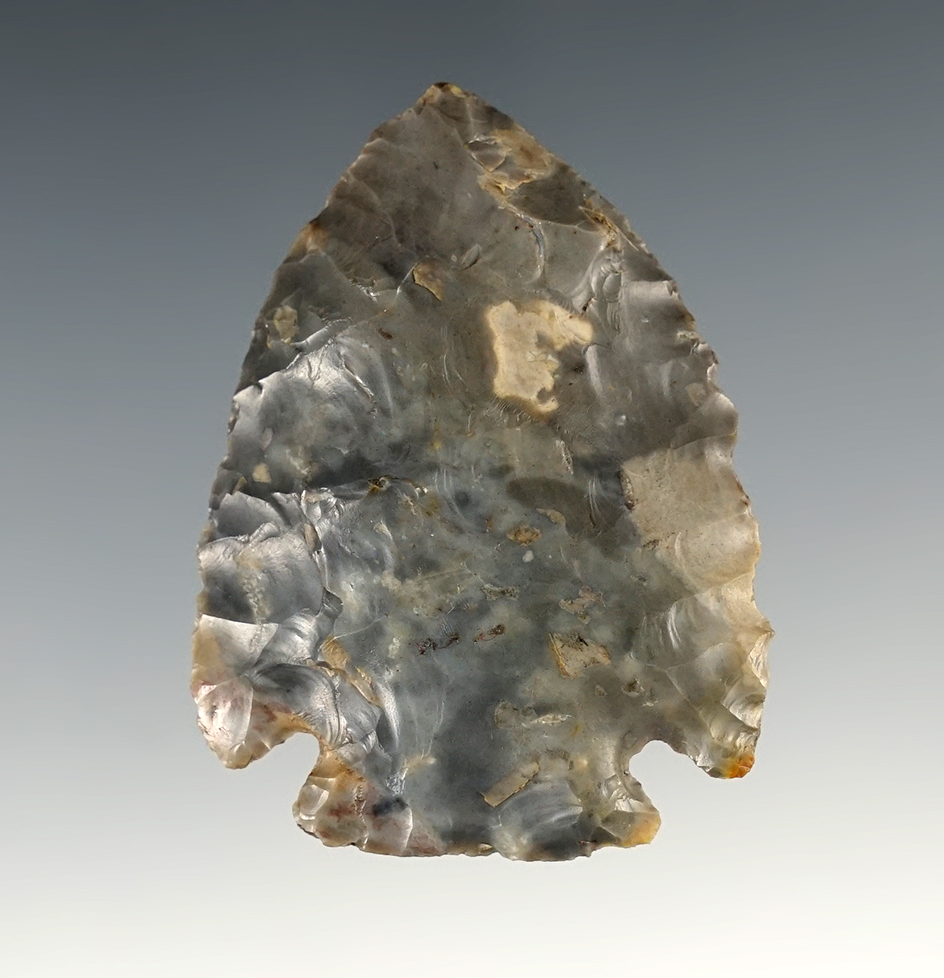 Beautiful material on this 2 1/8" Cornernotch found in Kentucky.