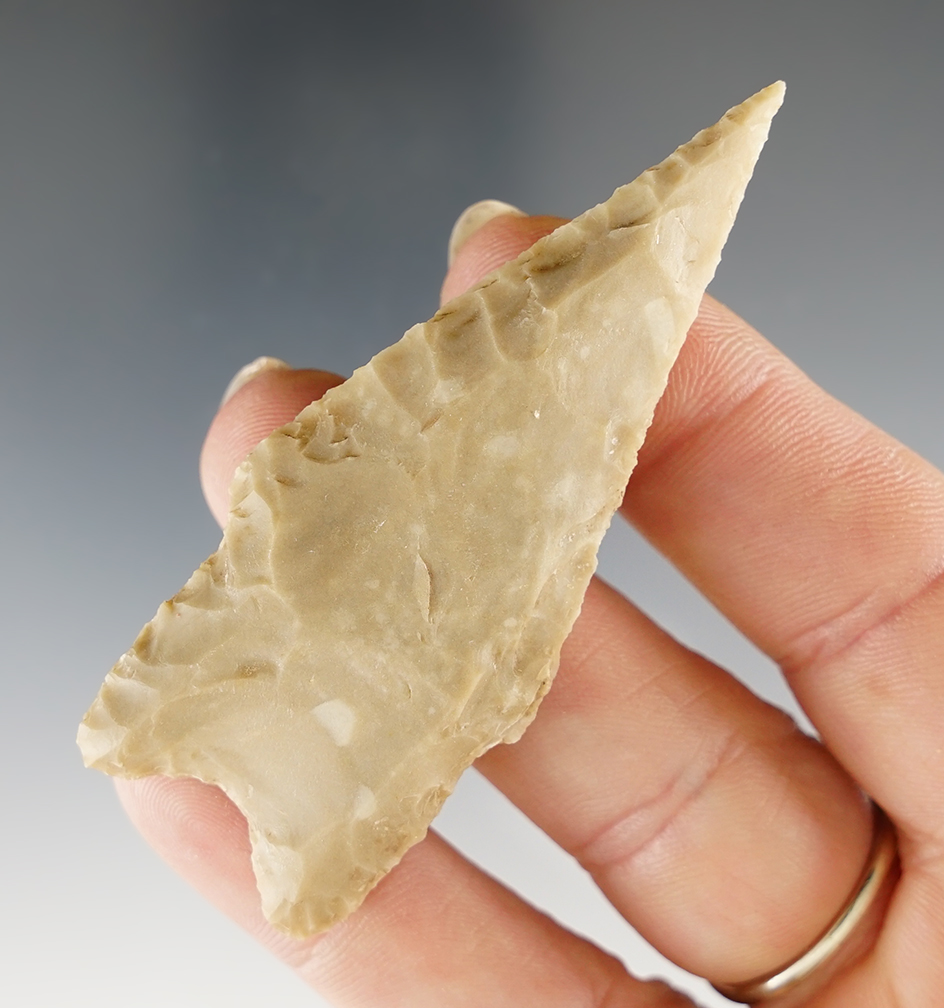 2 3/4" Pedernales made from tan Edwards Plateau Chert, found in Bandera Co., Texas. Arnold COA.