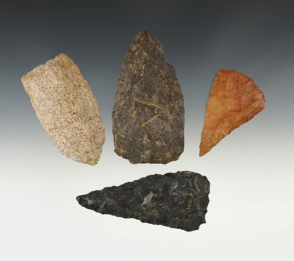 Set of 4 nicely made Blades found in the Midwest. The largest is 3 11/16".