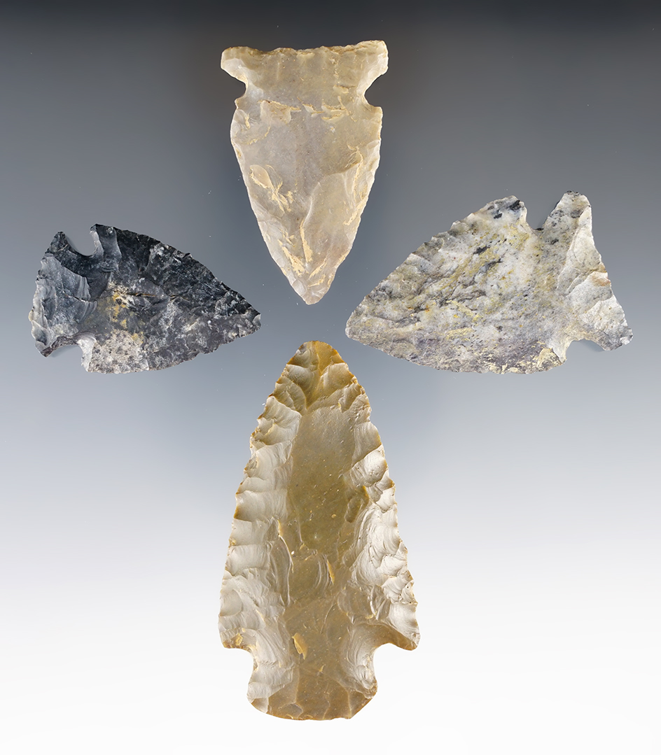 Set of four assorted Ohio points in very nice condition. Largest is 2 9/16".