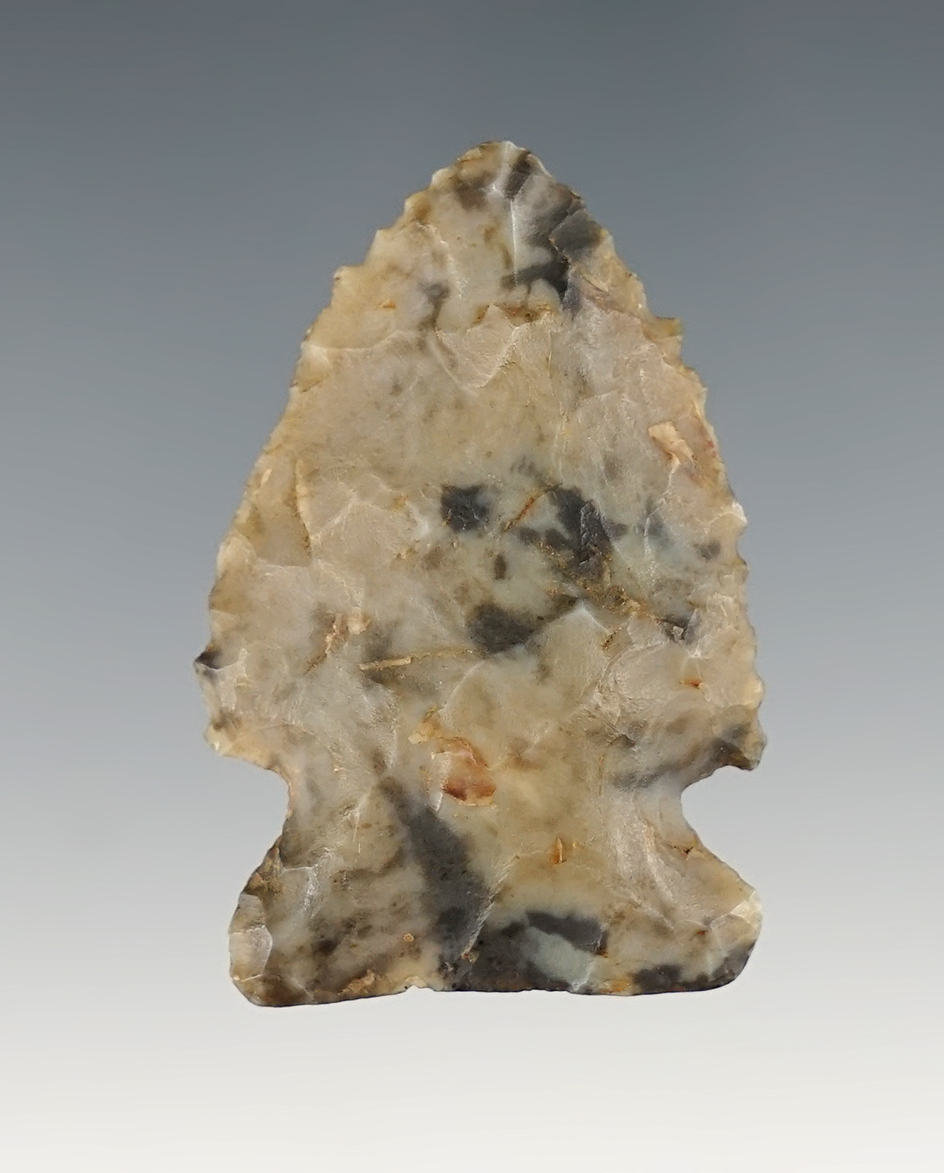 1 5/8" Archaic Sidenotch Point made of blue and white Flint Ridge, Ohio.