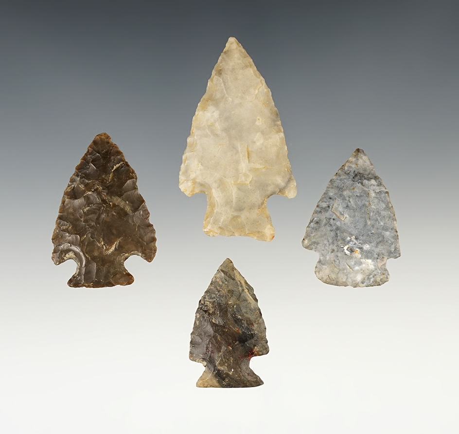 Set of 4 assorted Ohio points, largest is 1 5/8".