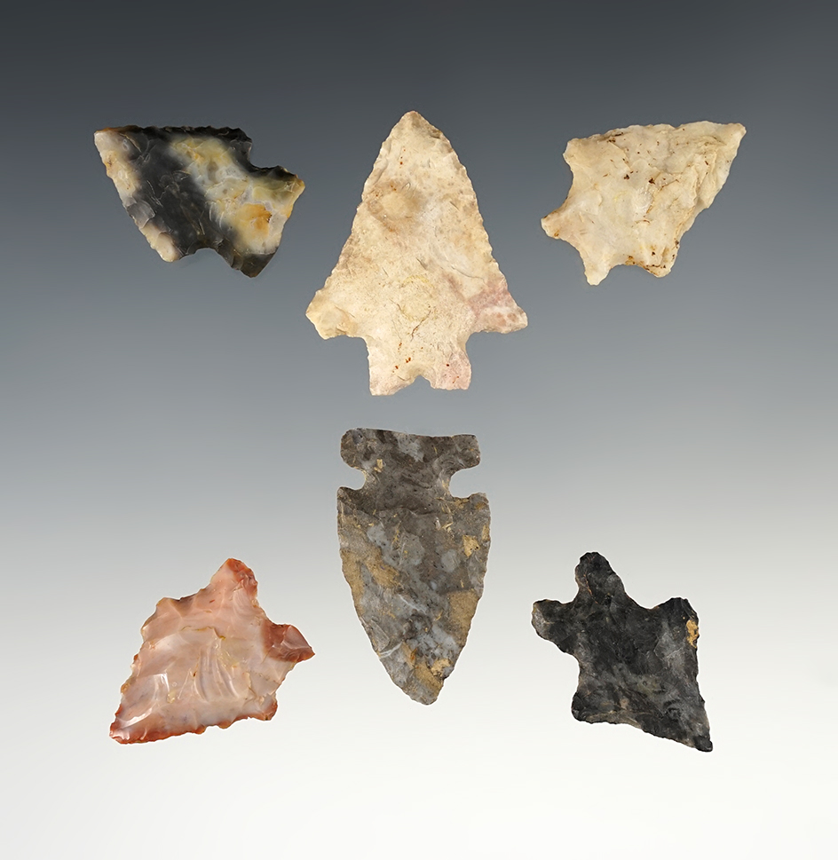Set of 6 Assorted Ohio Points, largest is 1 9/16".