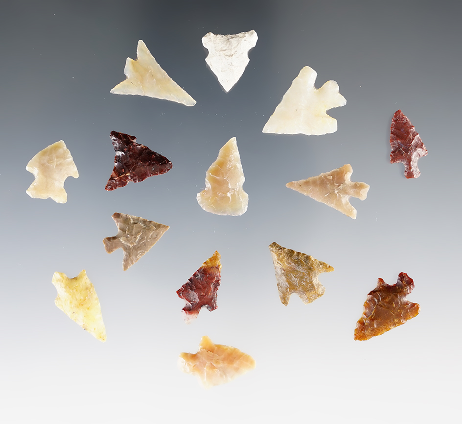 Set of 10 Assorted Columbia River Arrowheads, largest is 3/4".