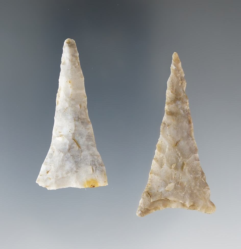 Pair of Triangle Points - Holmes Co., Ohio. Ex. Wayne Gerber, Scott Swanger. Largest is 1 3/4".