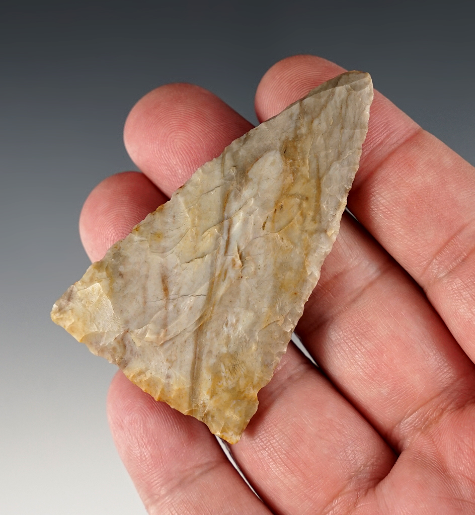2 5/8" Multi-colored Coshocton Gray Ft. Ancient Triangle. Found in Southern Ohio. Ex. Dilley.