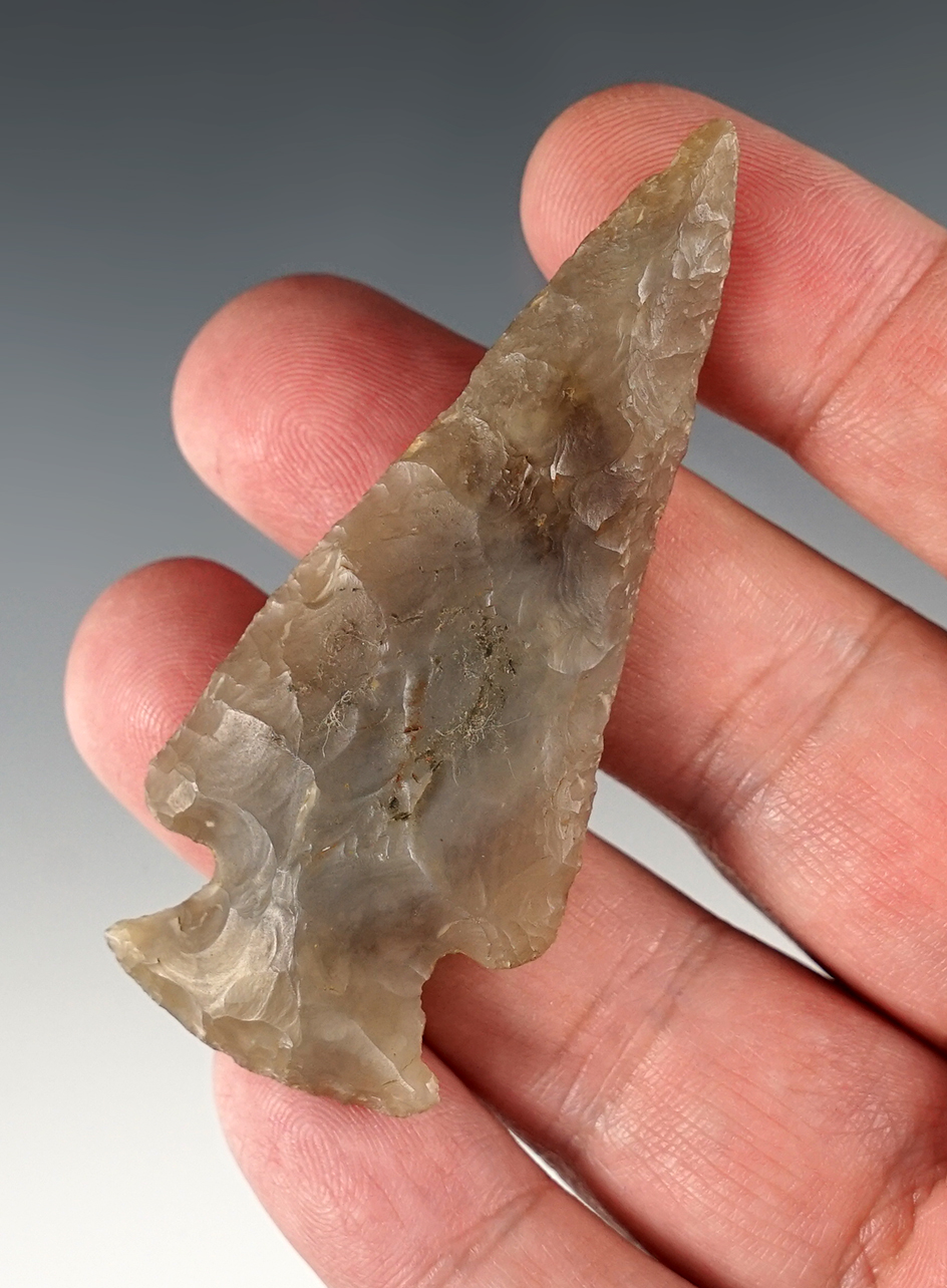 2 13/16" Hopewell made from nicely translucent Flint Ridge Flint, found in Ohio.