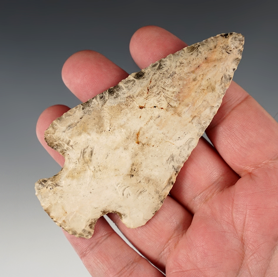 3 7/8" Hopewell found in Ohio. Sold through a Converse Sale. Ex. Tom Hartline Collection.