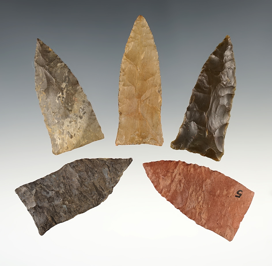 Set of five nicely styled Copenas found in Tennessee and Alabama. Largest is 2 14".