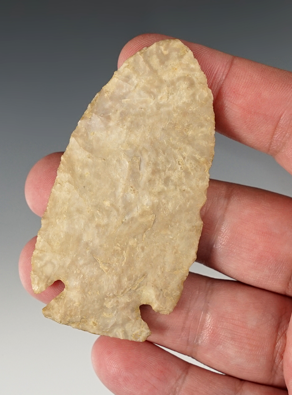 3" Archaic Cornernotch that is thin and well flaked. Found in Madison Co., Kentucky.