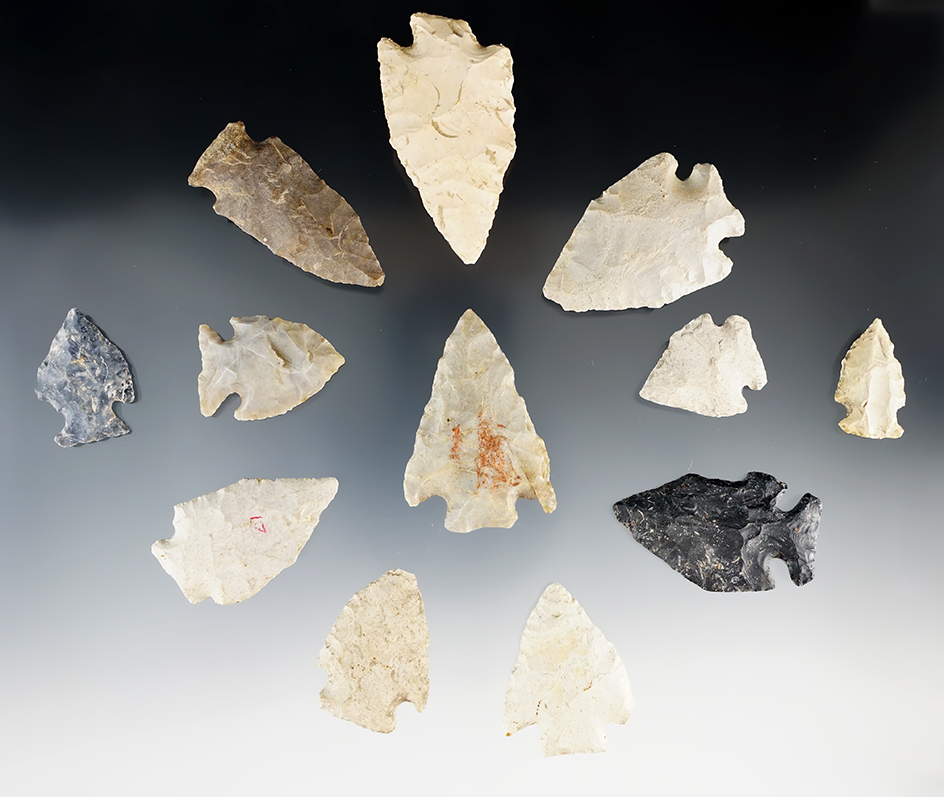 Group of 12 Ohio Pentagonals, largest is 2 3/8".