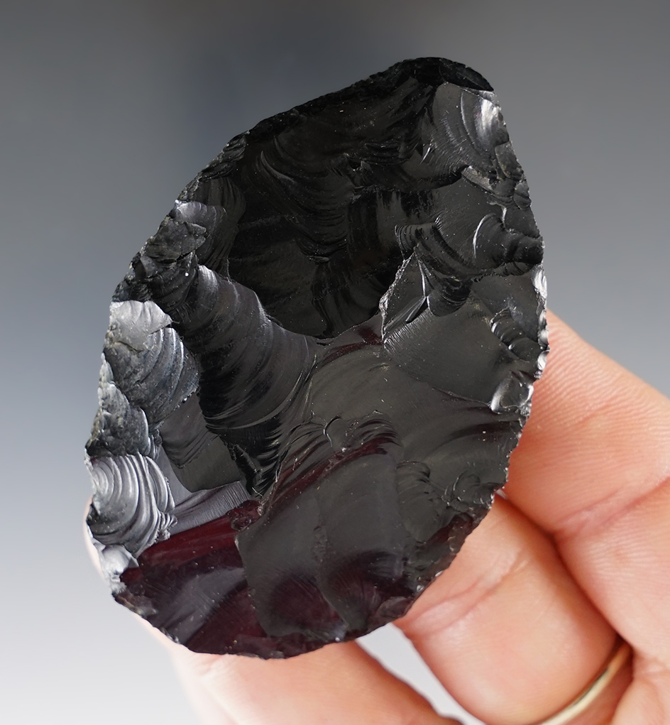 2 1/2" Blade made from heavily patinated Obsidian and found in the Western U.S.