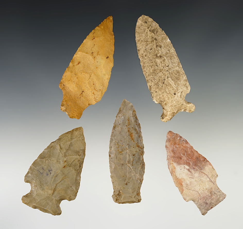 Set of 5 nice Midwest Points in good condition. The largest is 3".